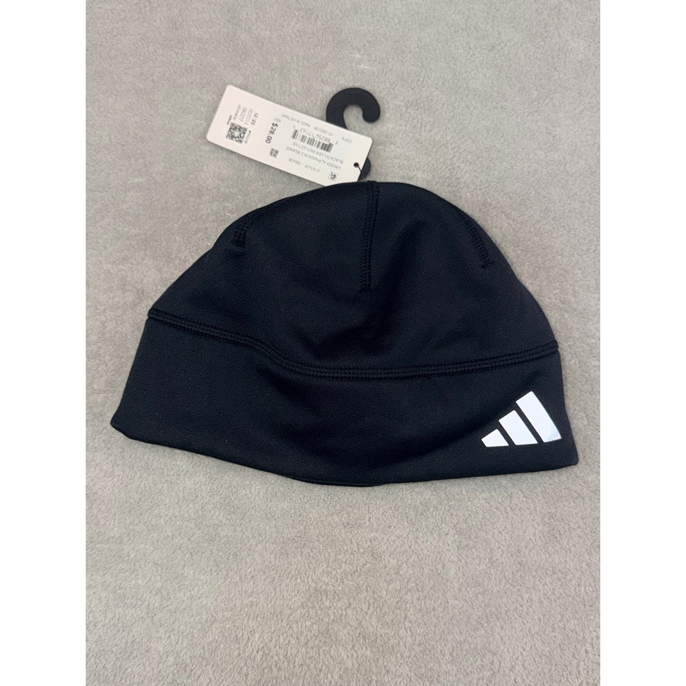 Adidas Alphaskin 2 Beanie Black Silver Reflective Fleece Lined IQ5638 OSFA New